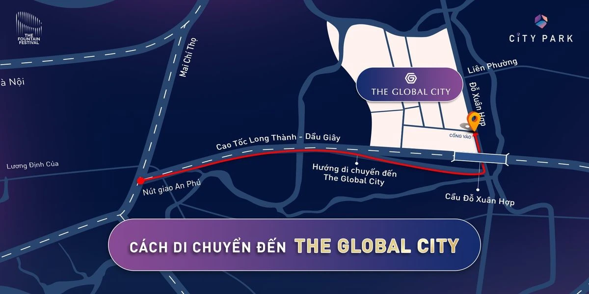 Ban do huong dan den The Global City – cung duong de di chuyen nhat