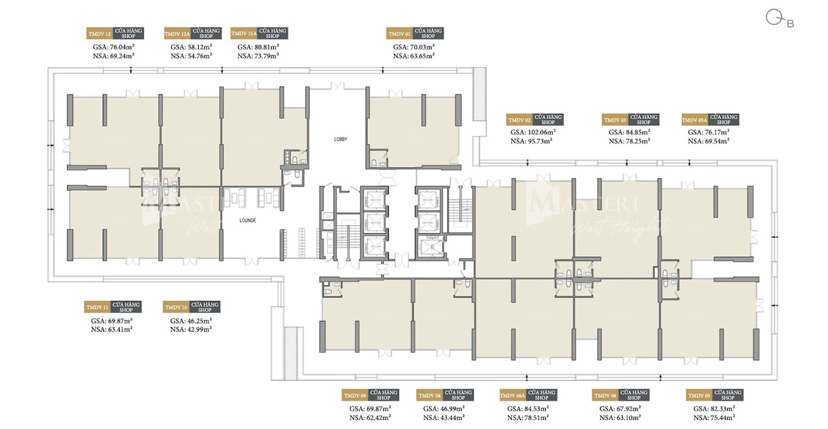 Layout toà C và D Masteri West Heights