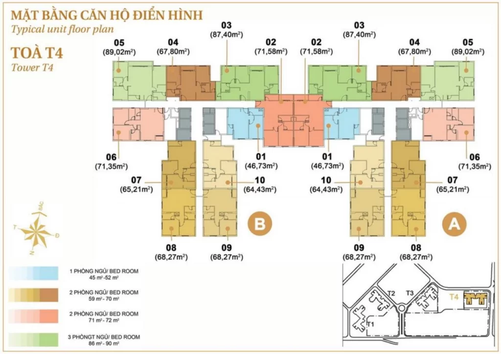 Mặt bằng chi tiết Block T4 Masteri Thảo Điền