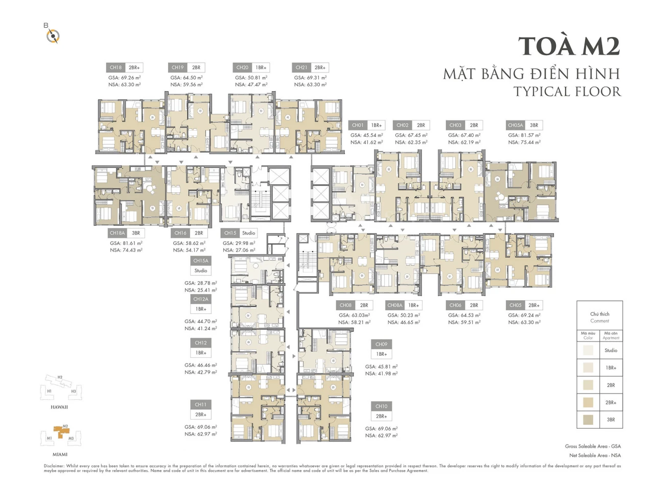 Mặt bằng toà M2 dự án Masteri Waterfront