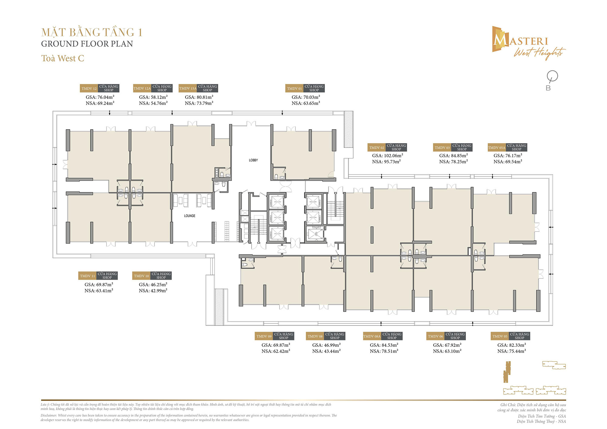 Quy mô và thiết kế mặt bằng tòa C Masteri West Heights