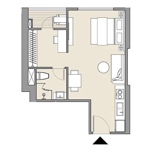 Mặt bằng căn hộ studio Masteri West Heights 02