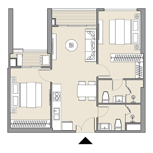 Mặt bằng căn hộ studio Masteri West Heights 05