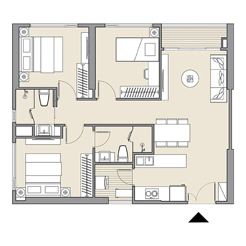 Mặt bằng căn hộ studio Masteri West Heights 07