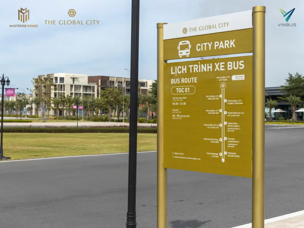 Cư dân được hưởng lợi từ dịch vụ xe bus điện miễn phí The Global City kết nối các khu vực trung tâm.